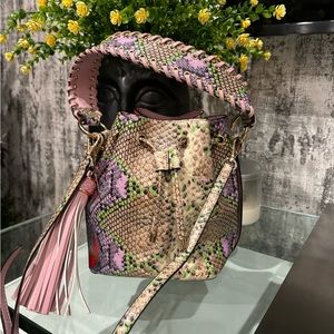 NWOT Aldo Vegan Leather Snake Skin and Tassel Bucket Handbag